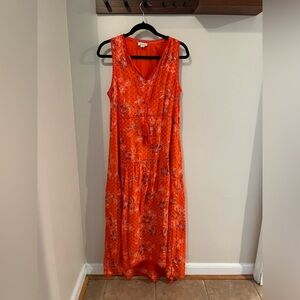 Sundance Floral Tiered Maxi Dress Orange Villa Dreams size S